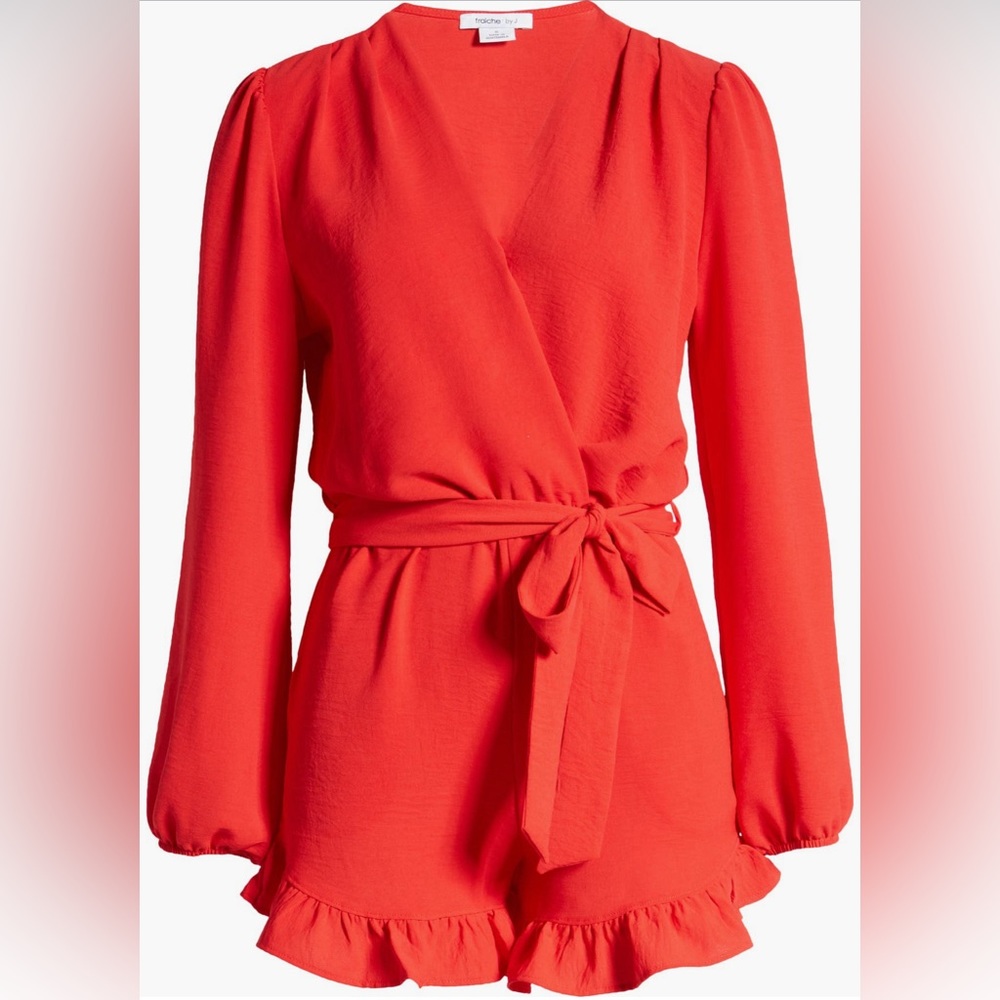 Red Ruffled Jumpsuit - Picture 9 of 9